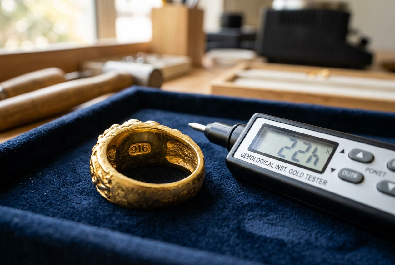 Testing 22K Gold Jewelry with 916 Hallmark and Electronic Gold Tester