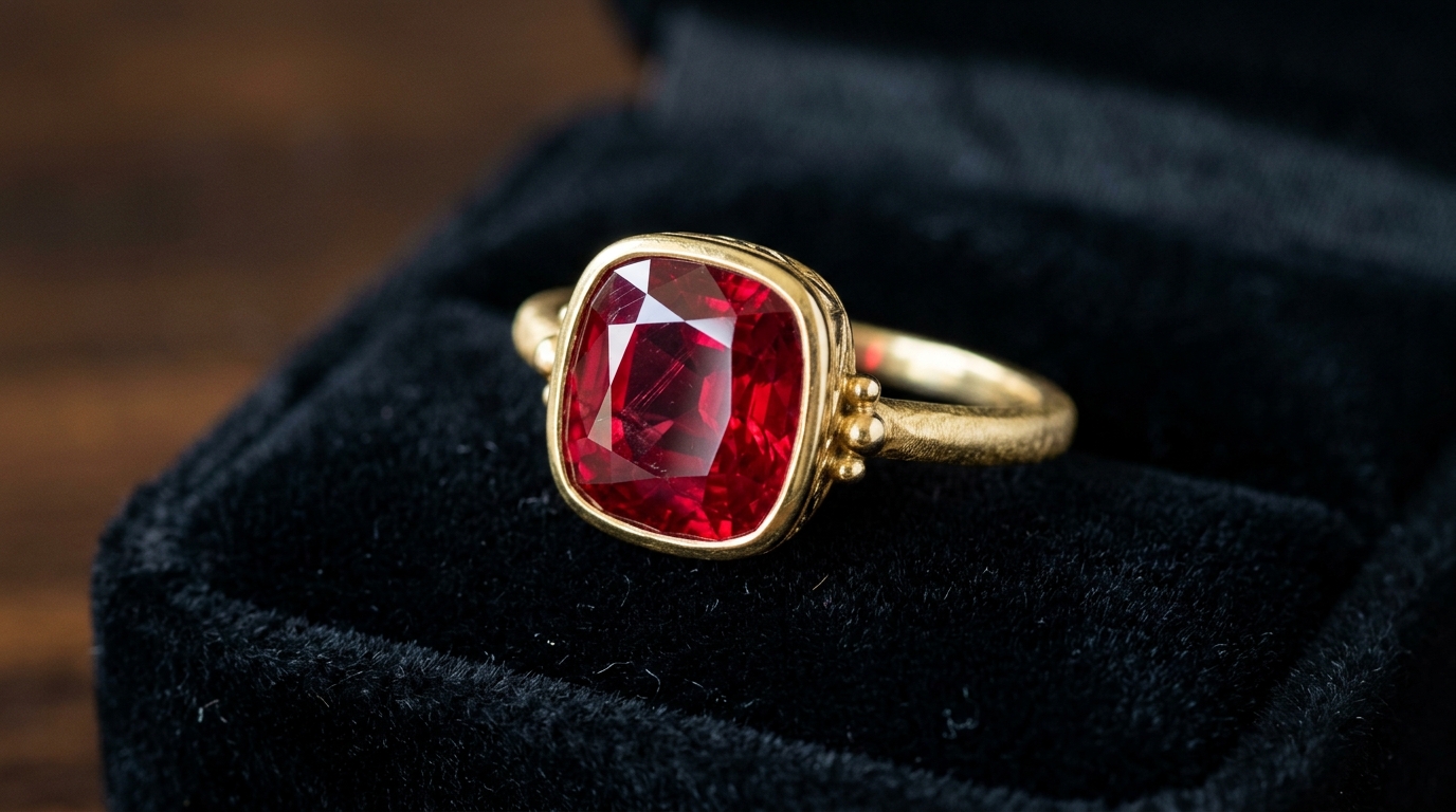 Certified Natural Pigeon's Blood Red Ruby (Manik) Ring in 22K Gold at VJ Jewellers Calgary