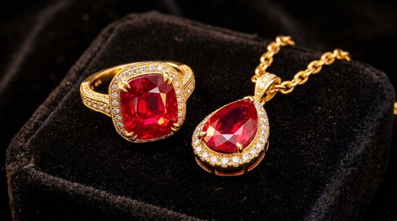 Ruby Jewellery Calgary — 22K Gold Ruby Rings, Pendants & Manik Sets | VJ Jewellers Ltd. / VJ Jewellers